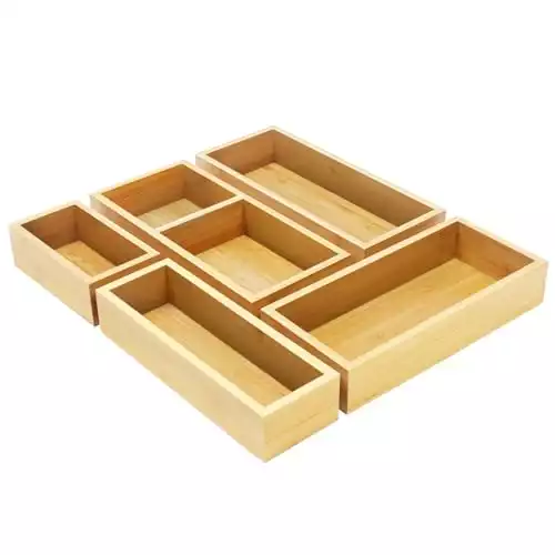 Bamboo Drawer Organizer Box Set