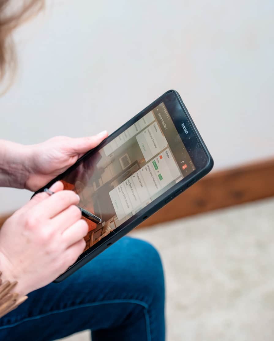 Woman working on an ipad